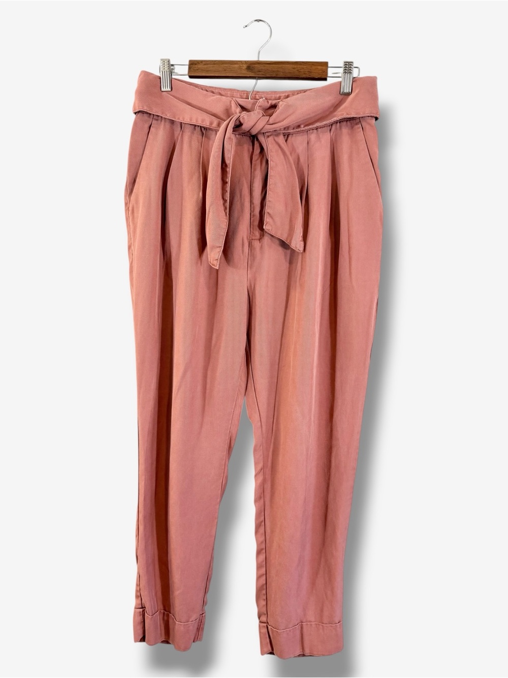Anthropologie Cartonnier Tie Waist Pants Size 10 Dusty Rose Pink Straight Leg
